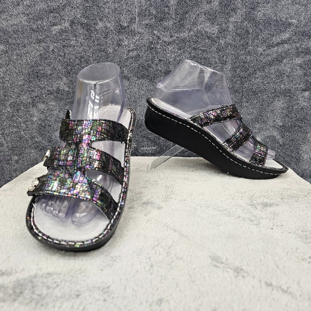 Alegria Dinah Slip on Sandals womens 37 Leather adjustable Metallic DIN-533X